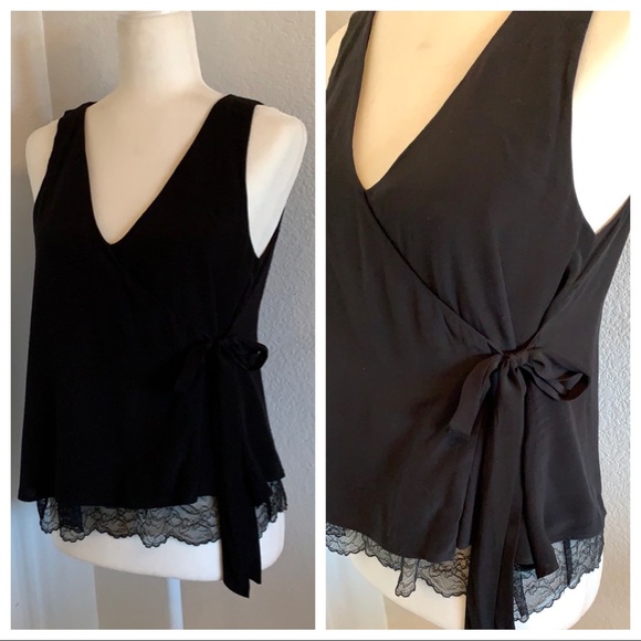 Zara Tops - Zara TRF Black Side Tie Lace Sleeveless Top M NWT